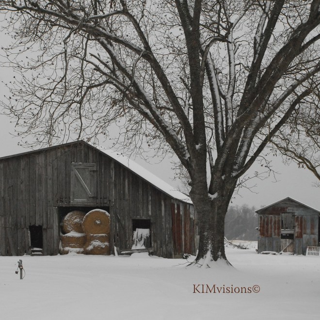 Farm blanketed in snow